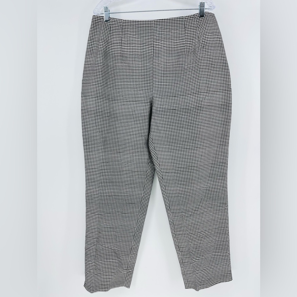 Charter Club 100% Silk Gingham Ankle Pants, Black White, Side Zip, Women’s 16